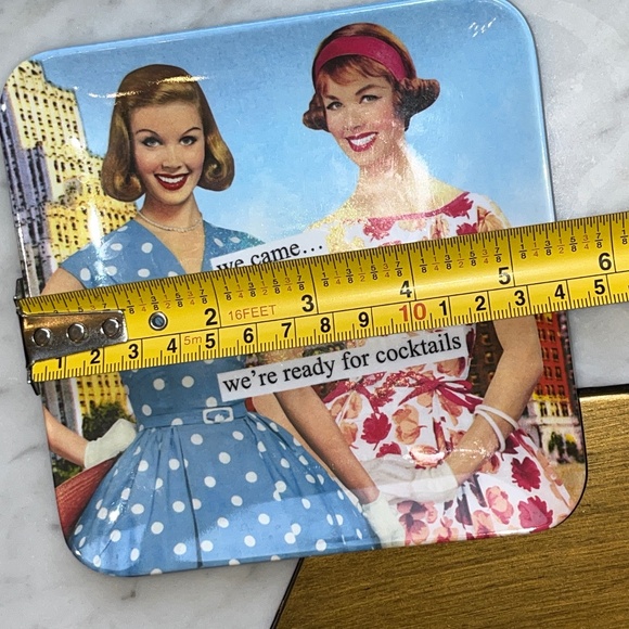 Anne Taintor "We're Ready for Cocktails" melamine tray, 5 1/2 x 5 1/2 inches - Picture 10 of 10